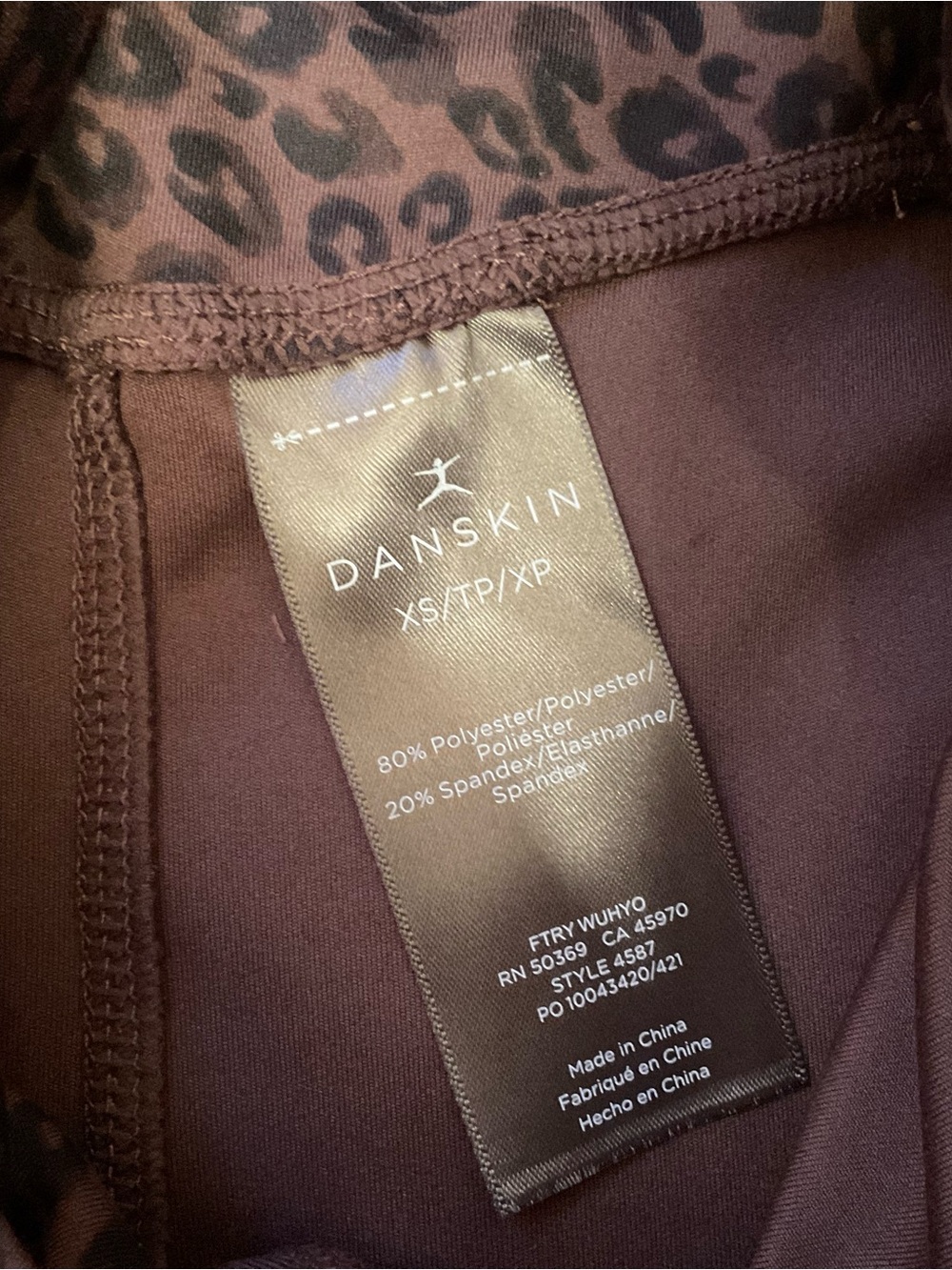 Danskin High Waist Pocket Crop Leggings Espresso Spotted Leopard Print NWT XS - Picture 8 of 10